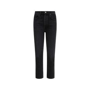 AGOLDE RILEY High Rise Straight Leg Cropped Black Stretch Denum Jeans Size 31